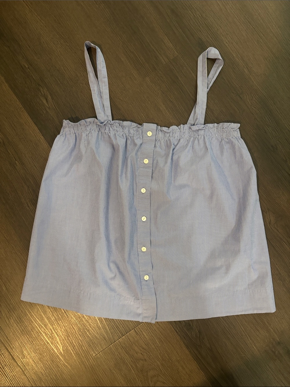J. Crew Blue and White Pinstripe Button Up Tank Shirt 100% Cotton Sz 6